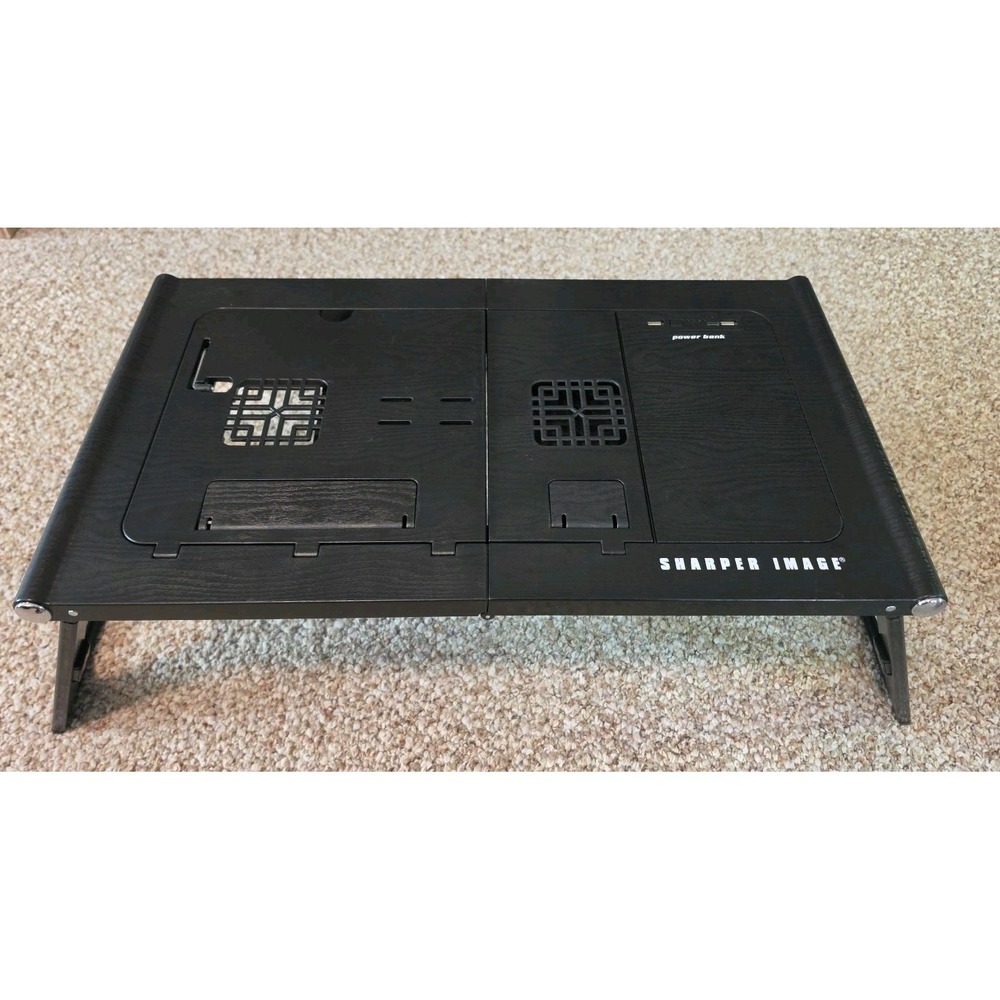 Sharper Image Laptop Bed Table iPad Tray Power Bank 10000mAh 204819-01 Black